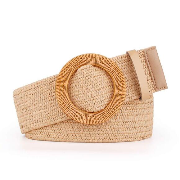 Rattan Straw Raffia Summer Belts For Women 2025 Elastic Stretch Woven Waist🐯 - Picture 6 of 7
